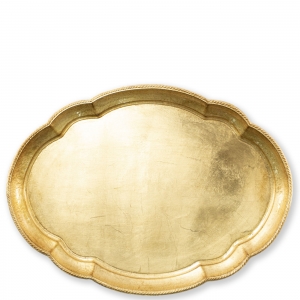 Vietri Florentine Wooden Gold Large Oval Tray