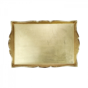 Vietri Florentine Wooden Gold Handled Medium Rectangular Tray