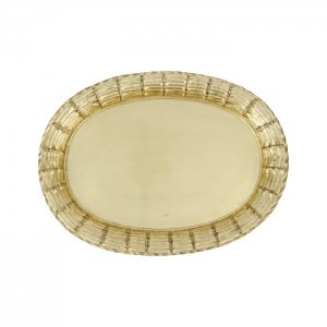 Vietri Florentine Wooden Gold Basketweave Large Oval Tray