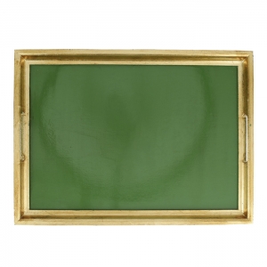 Vietri Florentine Wooden Green & Gold Large Rectangular Tray - 21"
