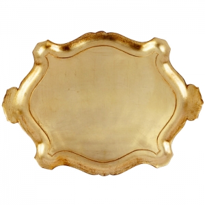 Vietri Florentine Wooden Gold Extra-Large Oblong Tray