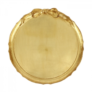 Vietri Florentine Wooden Gold Bow Round Tray