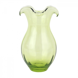 Vietri Hibiscus Glass Green Vertical Fluted Medium Vase - 9.75"