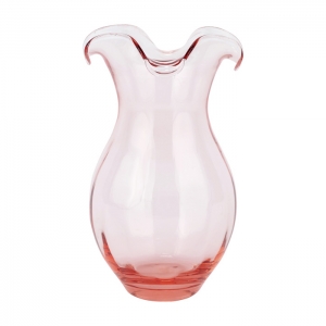 Vietri Hibiscus Glass Pink Vertical Fluted Medium Vase - 9.75"