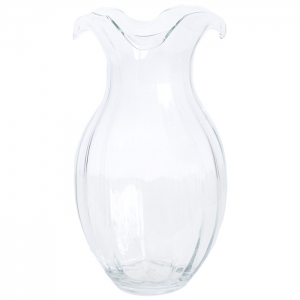 Vietri Hibiscus Glass Clear Vertical Fluted Large Vase - 13.25