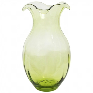 Vietri Hibiscus Glass Green Vertical Fluted Large Vase - 9.75"