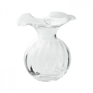 Vietri Hibiscus Glass White Small Fluted Vase  - 7"