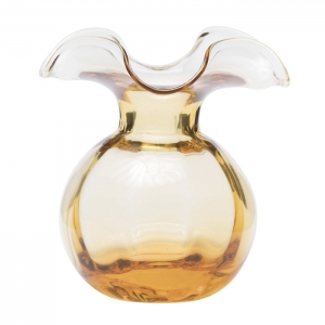 Vietri Hibiscus Glass Amber Medium Fluted Vase - 10"