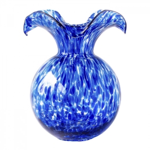 Vietri Hibiscus Glass Cobalt Tortoiseshell Medium Fluted Vase - 10"