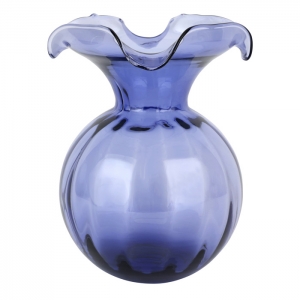 Vietri Hibiscus Glass Indigo Medium Fluted Vase - 10"