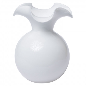 Vietri Hibiscus Glass White Large Fluted Vase - 12"