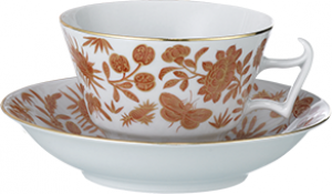 Mottahedeh Sacred Bird & Butterfly Tea Cup and Saucer