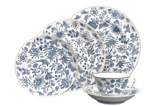 Mottahedeh Sacred Bird and Butterfly Blue 5 Piece Setting