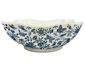 Mottahedeh Sacred Bird + Butterfly Blue Large Square Bowl - 9"