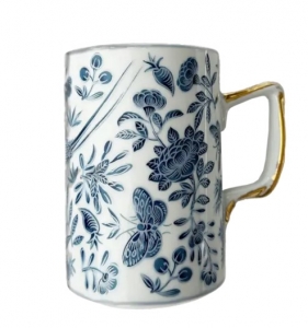 Mottahedeh Sacred Bird and Butterfly Blue Mug
