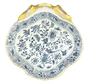 Mottahedeh Sacred Bird + Butterfly Blue Shell Dish