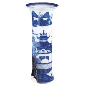 Mottahedeh Blue Canton Trumpet Vase - 11"