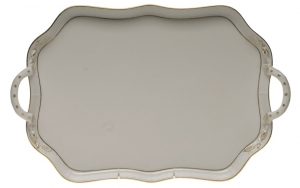 Herend Golden Edge Rectangular Tray w/ Branch Handles