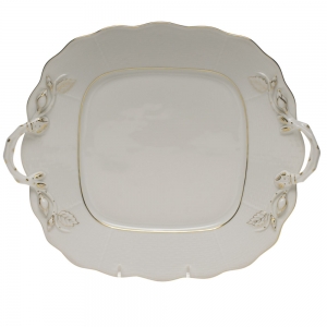 Herend Golden Edge Square Cake Plate W/Handles9
