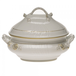 Herend Golden Edge Tureen W/Branch(4 Qt) 10"H