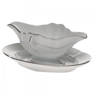 Herend Platinum Edge Gravy Boat W/Fixed Stand0.75