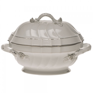 Herend Platinum Edge Tureen W/Branch(2 Qt) 9.5"H