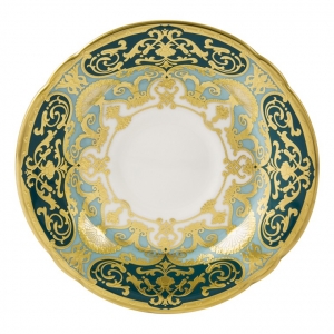 Royal Crown Derby Heritage Forest Green & Turquoise Tea Saucer