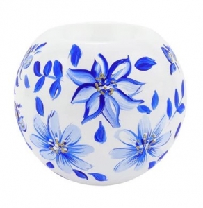 Vietri Illuminare Blue Flowers Votive