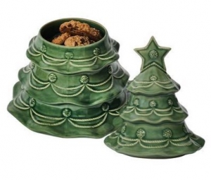Juliska Berry & Thread Christmas Tree Basil  Cookie Jar With Lid