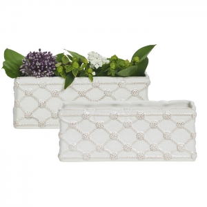 Juliska Berry & Thread Whitewash Petite Parterre Garden 8" Planter  - Set/2