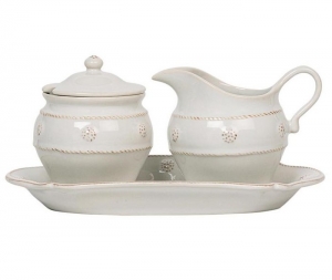 Juliska Berry & Thread Whitewas Sugar and Creamer 3 Piece Set