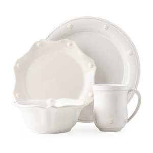 Juliska Berry & Thread Classic Whitewash 4pc Set w/Mug & Cereal Bowl