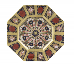 Royal Crown Derby Old Imari Solid Gold Band Octagonal Plate - 9"