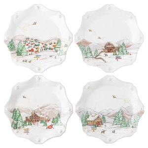 Juliska Berry and Thread North Pole Scalloped Dessert/Salad Plate Set/4
