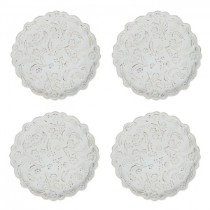 Juliska Berry & Thread Whitewash Thistle Cocktail Plate - Set/4
