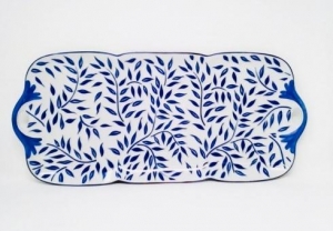 Royal Limoges Olivier Blue Rectangular Cake Platter