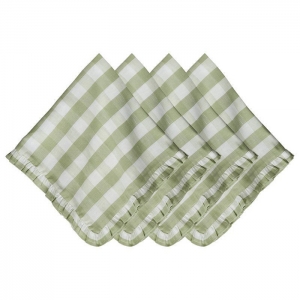 Juliska Gingham Ruffle Napkin Set/4 - Seagrass