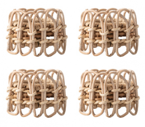 Juliska Provence Rattan Napkin Ring Whitewash - Set/4