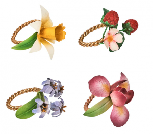 Juliska Meadow Walk Floral Napkin Ring Assorted Set/4 - Multi