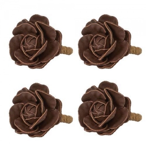 Juliska Camellia Napkin Ring Set/4 - Brown