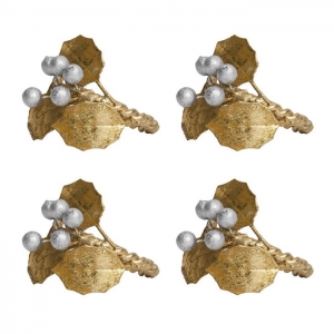 Juliska Forest Walk Holly with Berries Napkin Ring  - Set/4