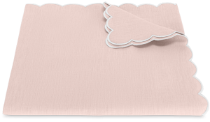 Matouk Dakota Tablecloth Pink/White - 90 Round
