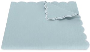 Matouk Dakota Tablecloth Sky/White - 90 Round
