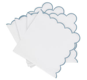Matouk Dakota Napkin White/Hazy Blue - 22" Square - Set of 4