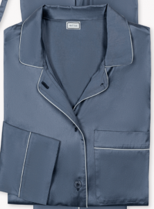 Matouk Nocturne Pajama Set - Steel Blue/Dove