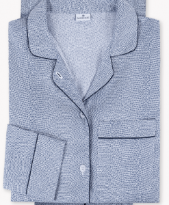 Matouk Jasper Pajama Set - Steel Blue / Navy