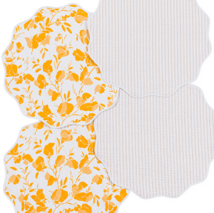 Matouk Reversible Quilted Placemat Alexandra Goldenrod / Matteo Natural - Set of 4