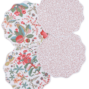 Matouk Reversible Quilted Pomegranate Pink / Celine Redberry - Set of 4