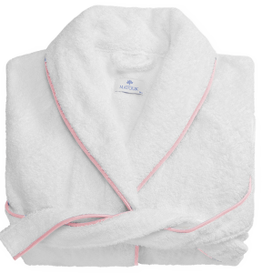 Matouk Cairo Bath Robe - White / Pink