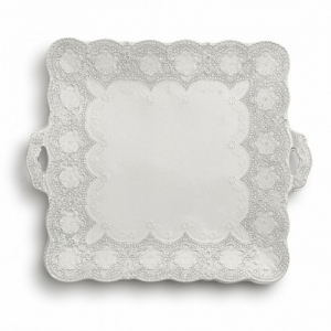 Arte Italica Merletto Antique Square Platter with Handles